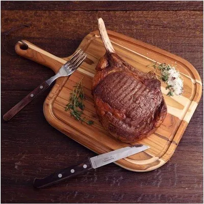 Produktbild von Famanu Steakbesteckset 4-teilig - 2 Steakmesser und 2 Steakgabeln - Edelstahl mit Holzgriffen