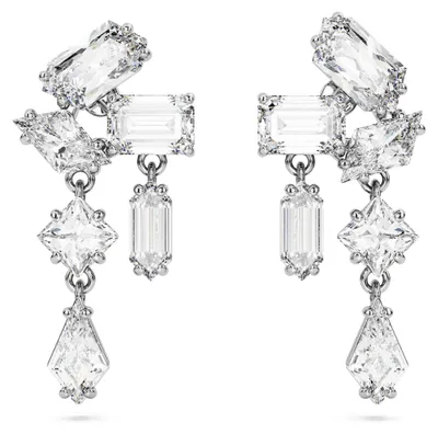 Produktbild von Swarovski Mesmera Ohrhänger, Weiße und Rhodinierte Hängeohrringe mit Strahlenden