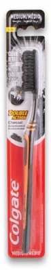Image de Brosse à dents Colgate Charcoal DoubleAction Medium Nettoyeur Main Hygiène buccale Soins