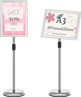 Produktbild von Verstellbare Posterstandaard - Ideal für Werbung - Silber - Aluminium