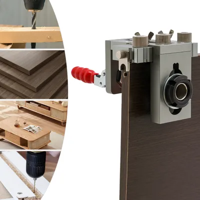 Produktbild von DIY Holzbearbeitung Dübellehre Loch Bohrschablonen-Set 3 in 1 Bohrlehre Bohrloch Bohrhilfe