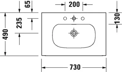 Produktbild von Duravit Möbelwaschtisch Viu 234473, 730 mm, mit Überlauf, mit Hahnlochbank, 1 Hahnloch, 23447300001