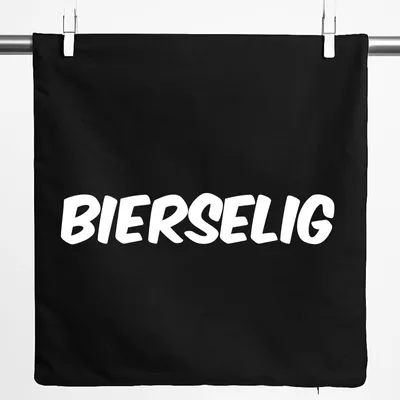 Produktbild von Huuraa Kissenbezug Bierselig Schriftzug 40x40cm Black Baumwolle Dekokissenbezug Geschenkidee