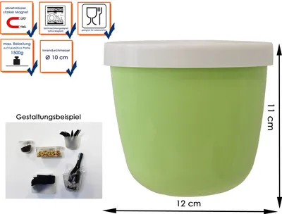 Produktbild von Kunststofftopf Kugel mit Magnet Ø 10cm Lime, Wand Aufbewahrung Deko KalaMitica