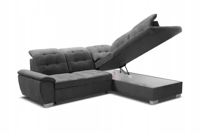 Produktbild von Geräumiges Ecksofa LOTTA In Pflegeleichtem Veloursstoff, Maße 258x212cm, Optimal Für Familien, Mit Praktischem Bettkasten Und Modernem Design Anordnung auf der Rechten Seite Farbe: BLAU