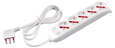 Immagine prodotto di multipresa con interruttore rosi 5 posti - col. bianco