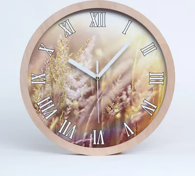 Produktbild von Holzuhr 20fi cm wanduhr - weiße Spitzen - hohes Gras