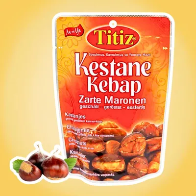 Productafbeelding van Kastanjekebab: Fijne kastanjes – Klaar om te consumeren – 125 g + Heartforcards® verzendbescherming