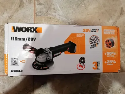 Produktbild von WORX WX813.9 NITRO Akku Bürstenlose Schleifmaschine 20V - mehr Leistung & Akkulaufzeit dank Bürstenlosen Motor - Komfort mit extra Handgriff - Scheibengröße 115mm - PowerShare kompatible
