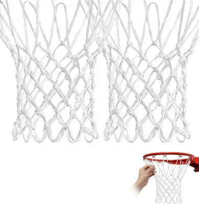Imagen del producto de Red de baloncesto blanca, 2 unidades, de tamaño estándar con 12 ojales, para canchas de baloncesto interiores y exteriores