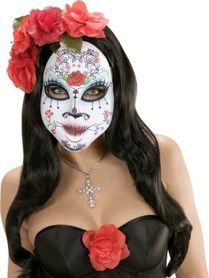 Immagine prodotto di Dia de los Muertos Sugarskull maschera di Halloween di colore bianco