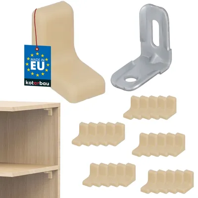 Zdjęcie produktu dla KOTARBAU® Kątownik Komandorek Z Zaślepką Wspornik Płyty Meblowej Klon Zestaw 25 SZT