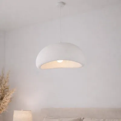 Obrázok produktu pre Závesná lampa Milton & Oldbrook Japandi, Ø 50 cm, Tuzla, biela, vzhľad kameňa