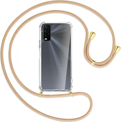 Produktbild von Handykette Backcover-Schutzhülle mit Band (Metall goldfarben) für vivo Y20s / Y11s - beige