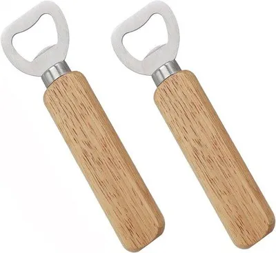 Obrázok produktu pre Sada drevených otváračov na fľaše – s personalizovanou drevenou rukoväťou – 2 kusy – farba dreva