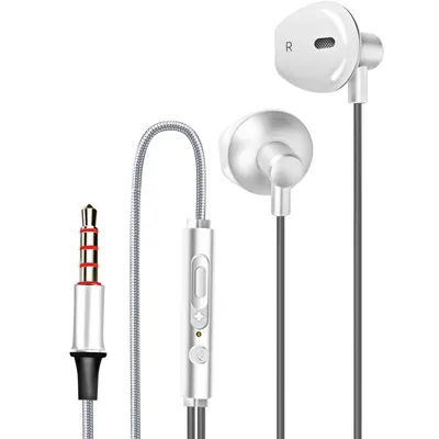 Image de LinQ, écouteurs jack 3.5mm en nylon tressé mains libres, blanc
