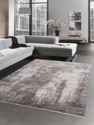 Image de Tapis de salon Tapis design abstrait gris beige Taille - 80x150 cm
