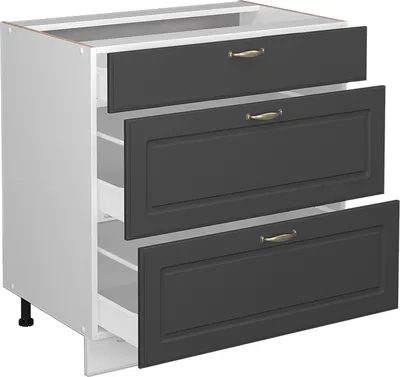Produktbild von Küchenunterschrank Vicco Fame-Line Anthrazit-Gold 80 cm mit 3 Schubladen, AP Eiche, Model 45722