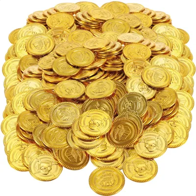 Produktbild von com-four® 200x Piraten-Spielzeugmünzen - Mitgebsel-Set Piraten - Schatzsuche