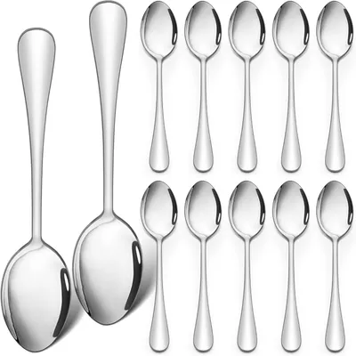 Produktbild von 12-teiliges Besteckset aus hochwertigem Edelstahl mit Löffeln für Suppe und Dessert 20,5 x 4,5 cm spülmaschinenfest