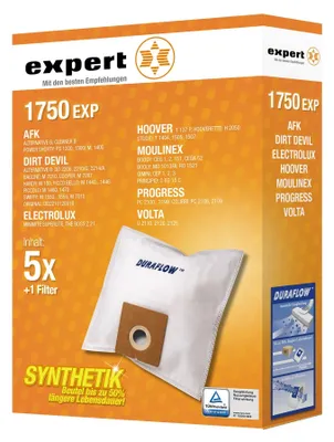 Produktbild von Expert 1750 EXP, Staubbeutel, Beige, Weiß, Synthetisch, 5 Stück(e)
