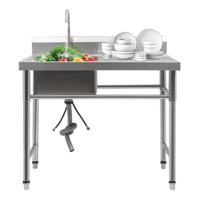 Obrázek produktu pro Sada nerezových dřezů Dřez s 1 umyvadlem (vlevo) Dřez 201 Nerezová ocel 100 x 60 x 93 cm