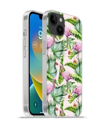 Produktbild von MuchoWow® Handyhülle Schutzhülle Hülle für Apple iPhone 14 Plus - Soft case Flamingo - Pflanzen - Muster Silikon Softcase Handy Hülle - Abbildung