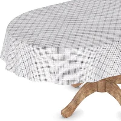 Produktbild von Tischdecke Wachstuchtischdecke Gartentischdecke Wachstischdecke  Karriert Grau Wasserabweisend Oval Breite 140 cm Länge 260 cm mit Schnittkante