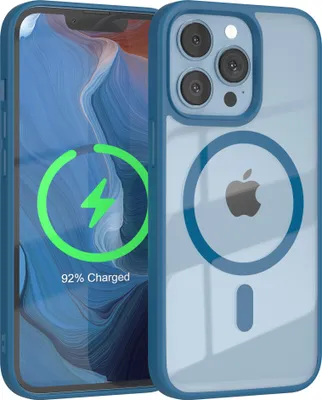 Produktbild von EAZY CASE Clear MagSafe Case für Apple iPhone 13 Pro, Qi-Charging, Silikon mit Kameraschutz, Bumper Case in Blau