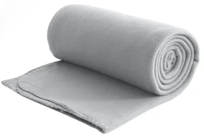 Produktbild von Fleecedecke hellgrau aus 100% recyceltem Material + OEKO-TEX  130x160 ca. 400 g schwer mit Anti-Pilling und Kettelrand