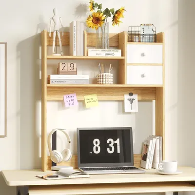 Imagen del producto de Organizador de escritorio multifuncional con compartimentos y espacio para puerta de armario