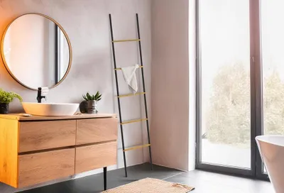 Produktbild von AWD Interior Handtuchleiter AWD02061904 Schwarz Bambus Modern