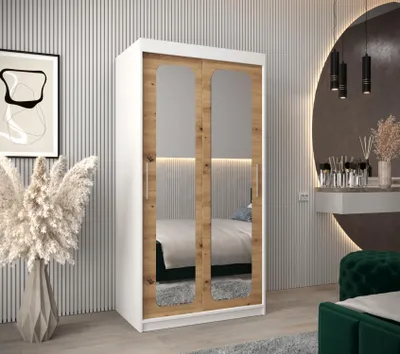 Produktbild von Spiegelschrank DONICELA 2 - 100 cm, weiß / handgefertigt