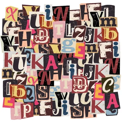 104 Vintage Buchstabenaufkleber, selbstklebend, 2-4 cm, Scrapbooking