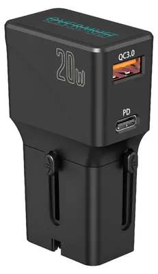Immagine prodotto di Overmust Adattatore Universale Da Viaggio USB-C USB-A Ricarica Rapida 20W 200+ Paesi