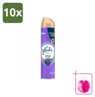 Imagen del producto de 10 aerosoles ambientadores Glade, aroma lavanda y aloe, 300 ml, pack ahorro, 10 unidades