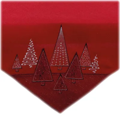 Productafbeelding van Tafelkleed met borduurwerk van kerstbomen, 85 x 85 cm - rood
