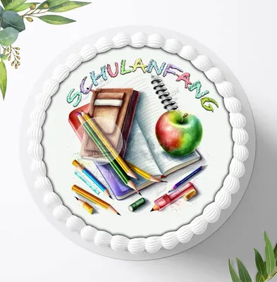 Produktbild von Für die Geburtstags Torte ein Tortenaufleger, Zuckerbild mit dem Motiv: Schulanfang, Essbares Foto für Torten, Fondant, Ø 20cm, 1412z