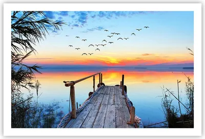 Produktbild von Poster - Poster ohne Rahmen - Brücke See - 91,5x61 cm - Wand Bild - Wanddeko - Wandbilder - Kunstposter - Wandposter - Bilder - Kunstdruck - Wanddekoration - Wandbild - P2XAA91x61-3818