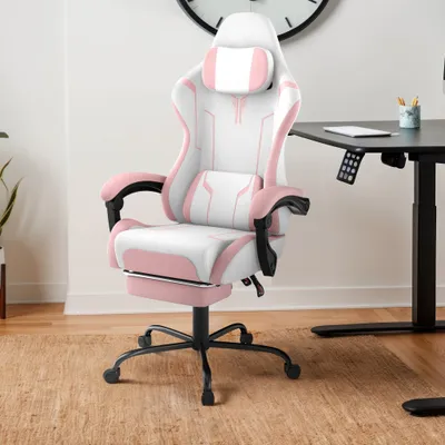 Produktbild von TANYEAR Gaming Stuhl Ergonomisch, Höhenverstellbarer Drehstuhl mit verstellbarer Rückenlehne, Samtstoff, Rosa