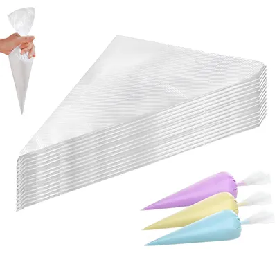 Productafbeelding van Wegwerpspuitzakken - 100 stuks voor het decoreren en versieren van taarten en gebak - 30 x 20 cm, transparant