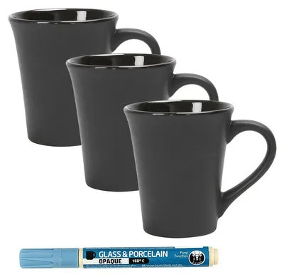 Produktbild von PODARI Porzellan Stift (auch für Glas und Keramik) - Hellblau inkl. 3 Tassen