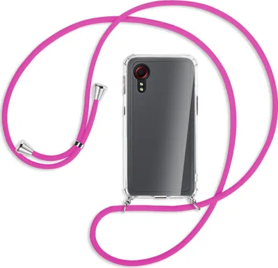 Produktbild von Handykette Backcover-Schutzhülle mit Band (Metall silberfarben) für Samsung Galaxy Xcover 5 (G525) - hot pink
