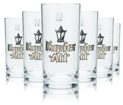 Produktbild von 6x Kupfer Altbierglas 0,2l Stange Willi Becher Kölsch Gläser Set Brauerei Köln