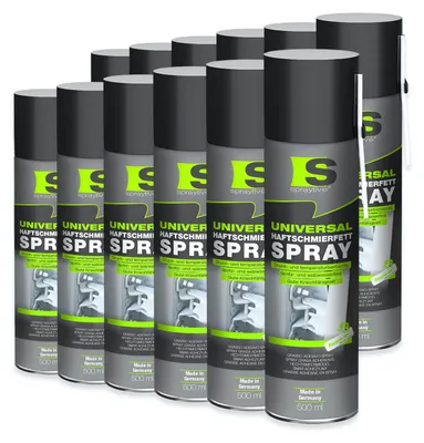 Produktbild von Spraytive 12x 500ml Universal Haftschmierfett-Spray – Schmierfett & Kriechöl für Auto, Gelenke & Lager