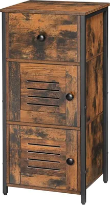 Immagine prodotto di HOOBRO mobile laterale con cassetto stile vintage marrone scuro 30x34x79cm