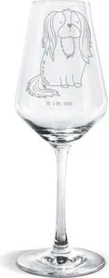 Produktbild von Mr. & Mrs. Panda Weinglas Hund Cavalier King Charles Spaniel - Transparent - Geschenk, Weißwein Glas, Sprüche, wein, Cockerspaniel, Kelch, Spruch, Schlappohren, Für