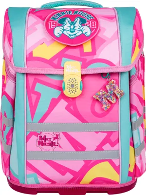 Produktbild von McNeill Minnie Mouse, Federmäppchen, Pencil pouch, Schultasche, Sporttasche, Mädchen, Rucksack, 22 l, Fronttasche, Seitentasche, Blau, Pink, Gelb