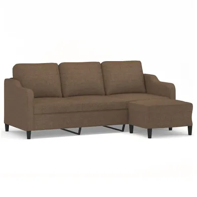 Obrázek produktu pro 3místná pohovka s podnožkou hnědá 180 cm textil