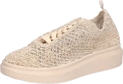 Produktbild von Mustang Damen Sneaker Court Makramee Blumen Netzstruktur 1468-301, Größe:39 EU, Farbe:Beige